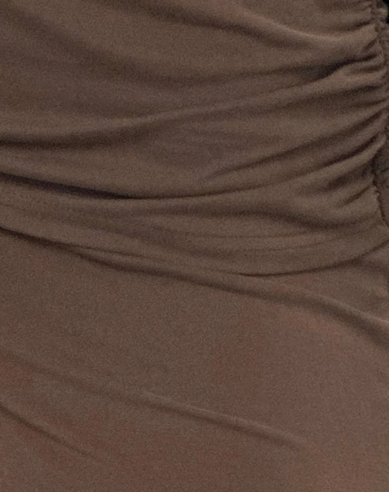 Pantalon évasé à taille basse Jacita, chocolat amer