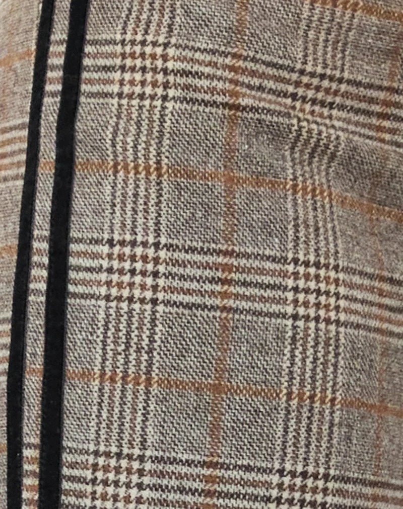 Pantalon Fatina à carreaux bruns et à rayures latérales