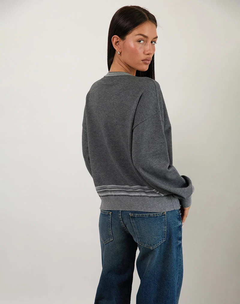 Yarnia - Pull à col en V souple, anthracite