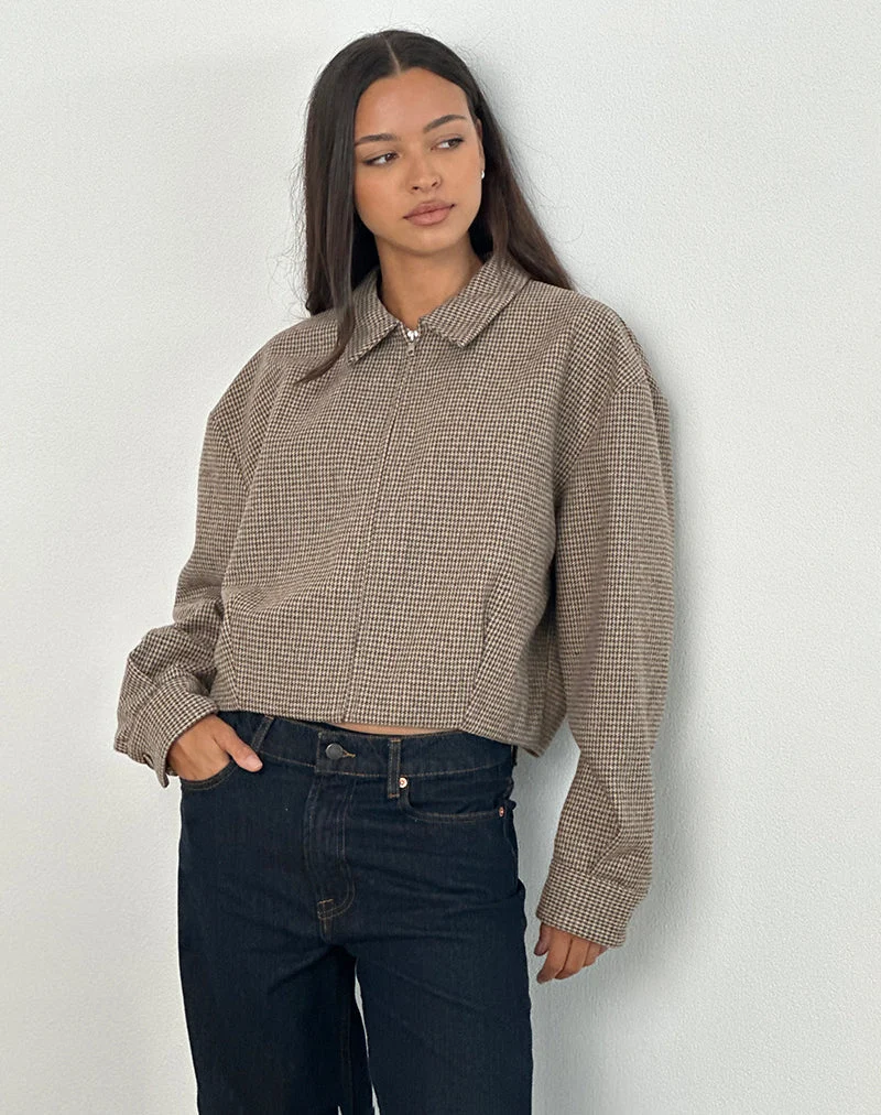 Carlo Cropped Jacket in Check Brown