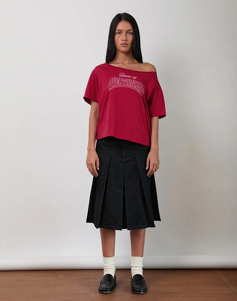 Scottie Slouchy Tee in Adrenaline Red with Overthinking Graphic (T-shirt souple Scottie en rouge adrénaline avec graphique Overthinking)