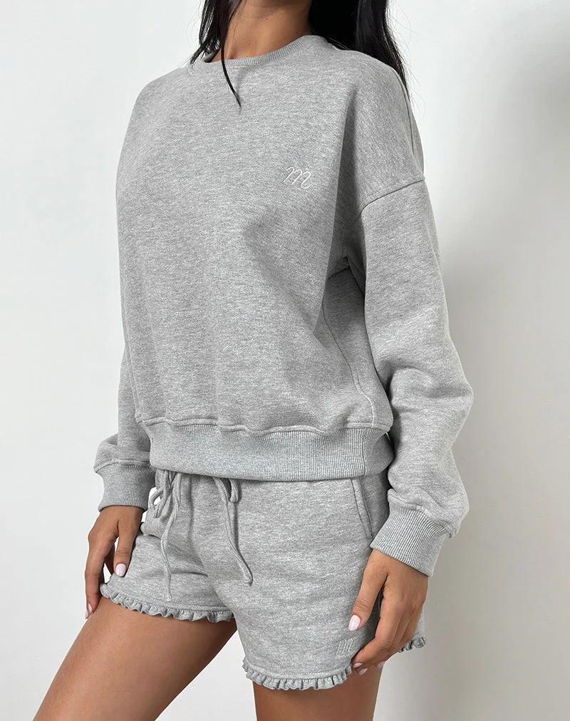 Short à volants Agusta en gris chiné avec emblème M