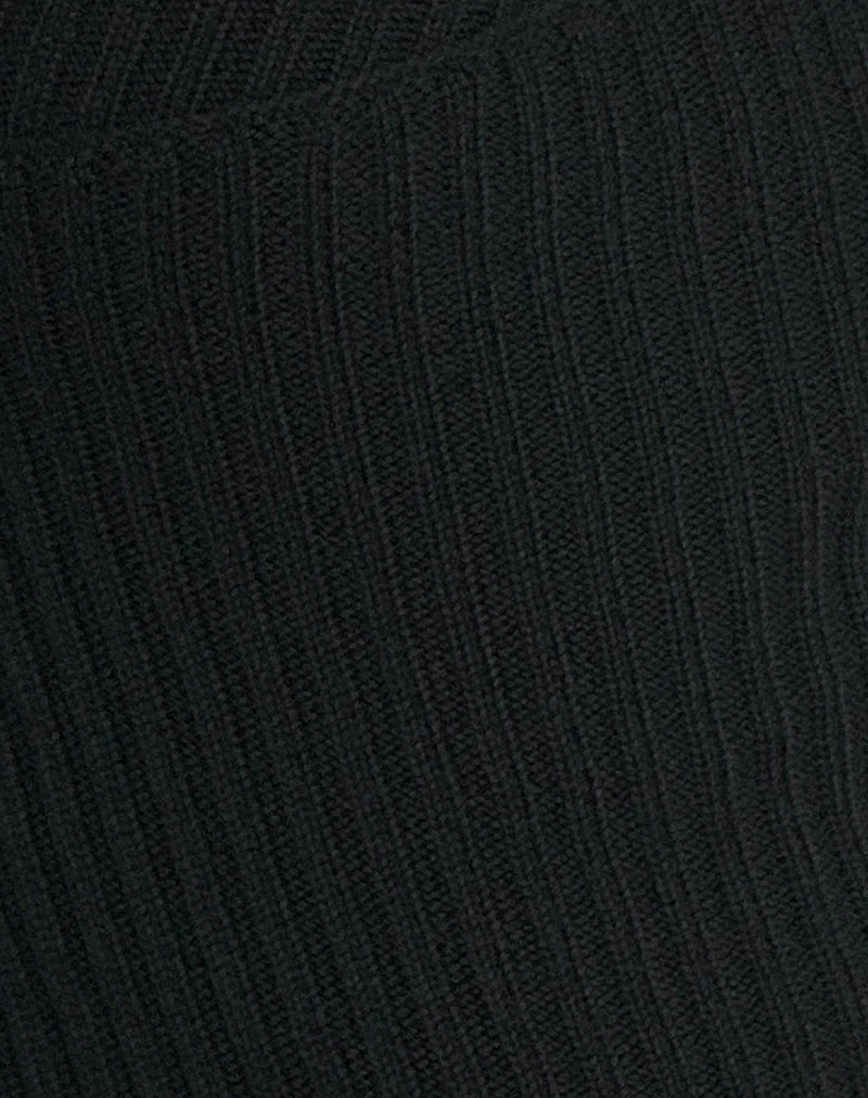 Rinca Bardot Jumper in Rib Knit Black (Pull bardot en tricot côtelé)