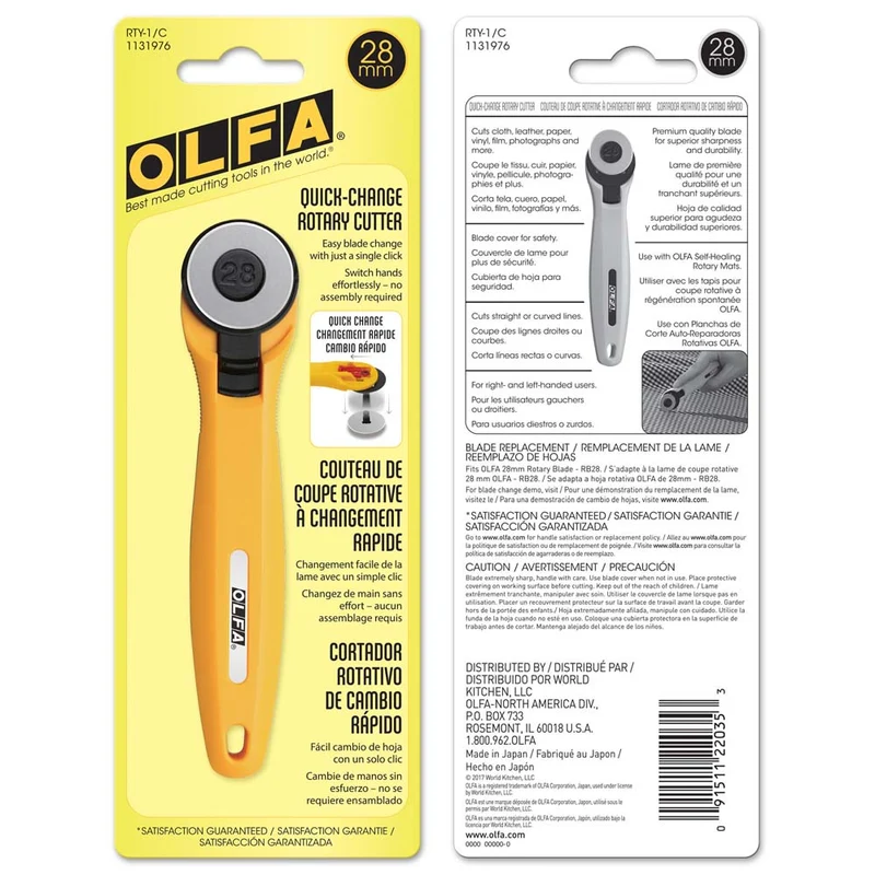OLFA RTY-1/C | Couteau rotatif à changement rapide de 28mm