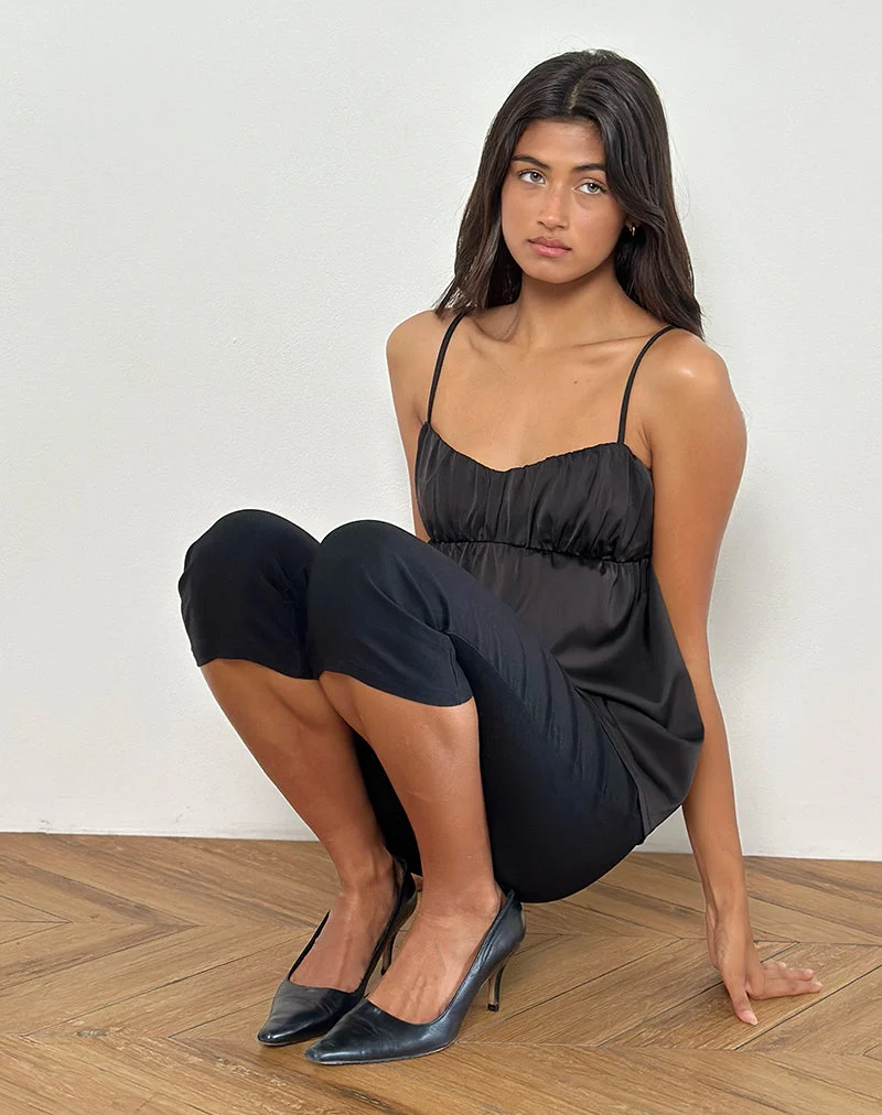 Camisole longue Camden en satin noir