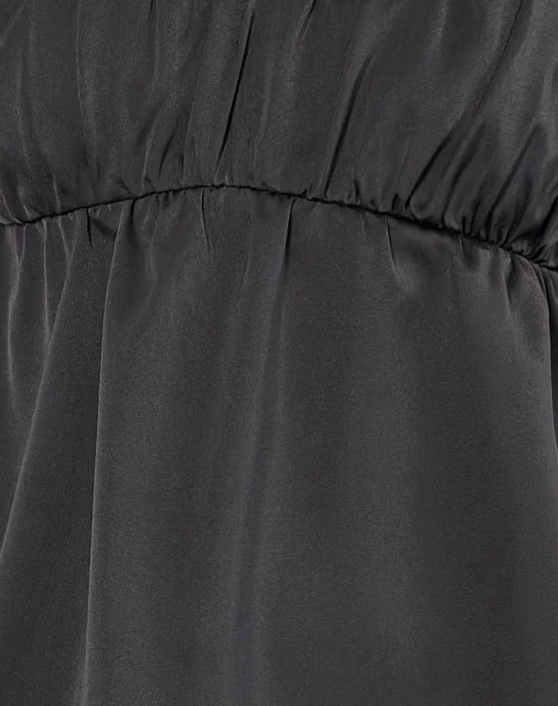 Camisole longue Camden en satin noir