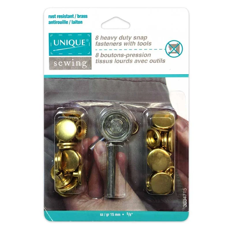 UNIQUE | Kit de boutons-pression robustes avec outil | 15 mm (5⁄8″)