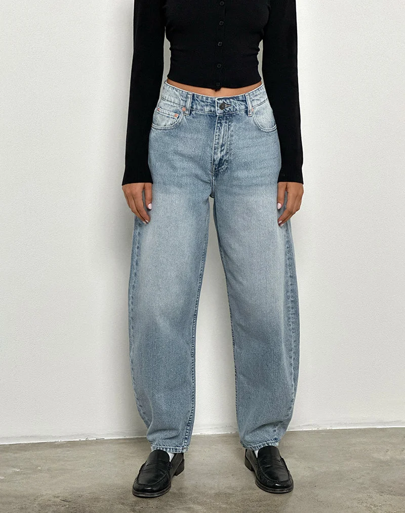 Jean taille haute à coupe évasée, bleu
