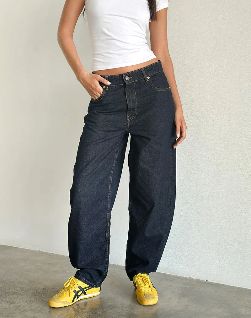 Jean Barrel High Rise en Indigo