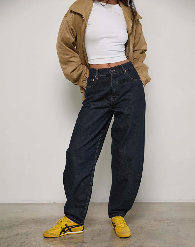 Jean Barrel High Rise en Indigo