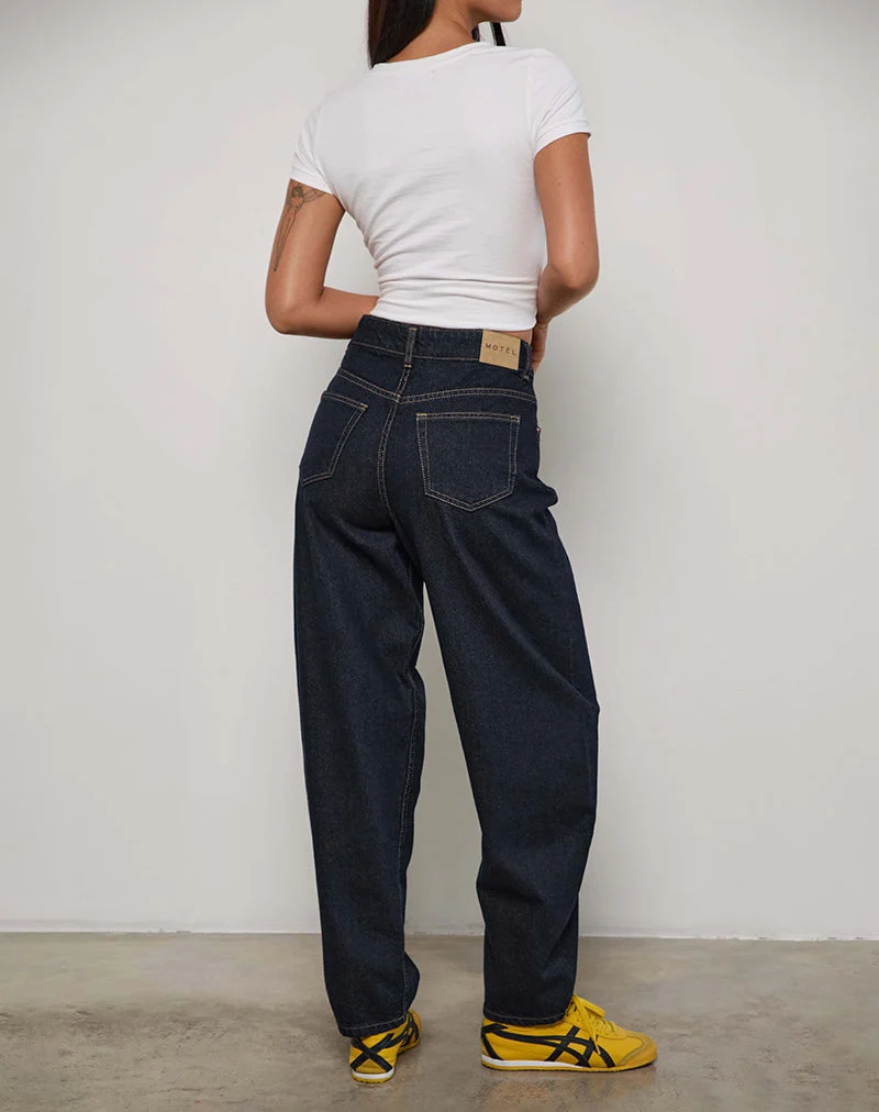 Jean Barrel High Rise en Indigo