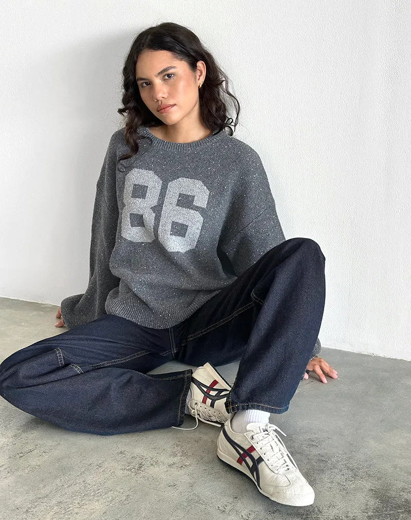 Pull Namari en tricot gris avec motif 86