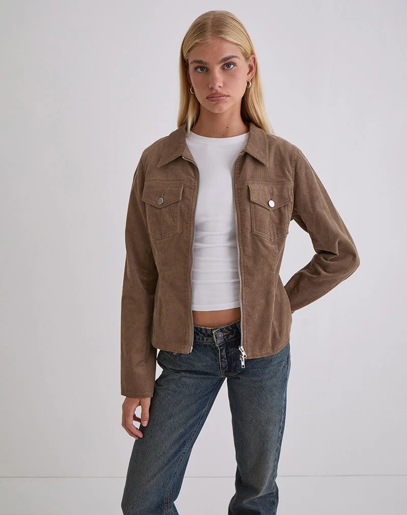 Rohana Veste ajustée en Baby Cord Walnut Brown