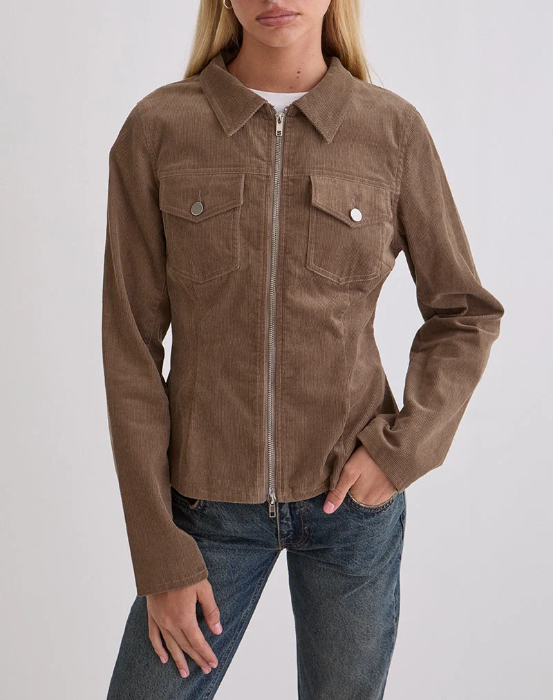 Rohana Veste ajustée en Baby Cord Walnut Brown