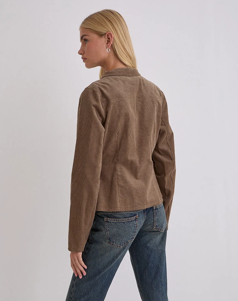 Rohana Veste ajustée en Baby Cord Walnut Brown