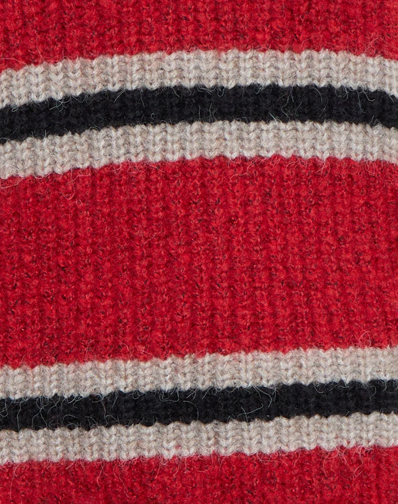 Pull en maille Lunet à rayures rouges et noires