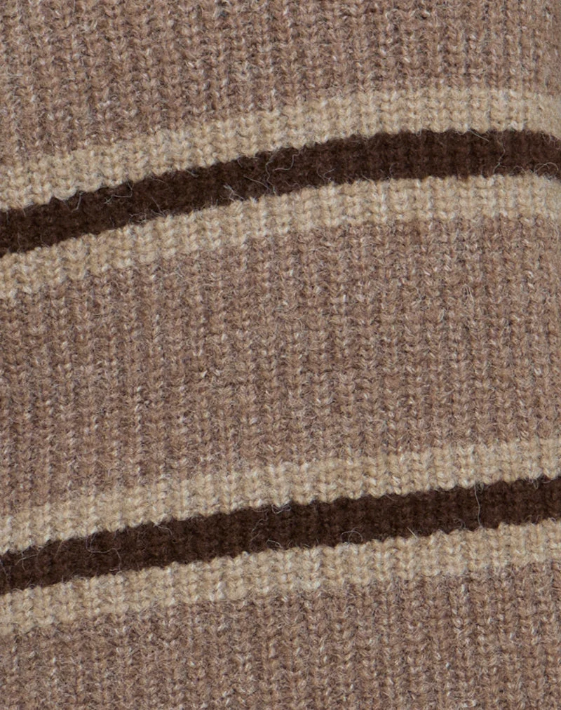Lunet Jumper tricoté à rayures marron ton sur ton