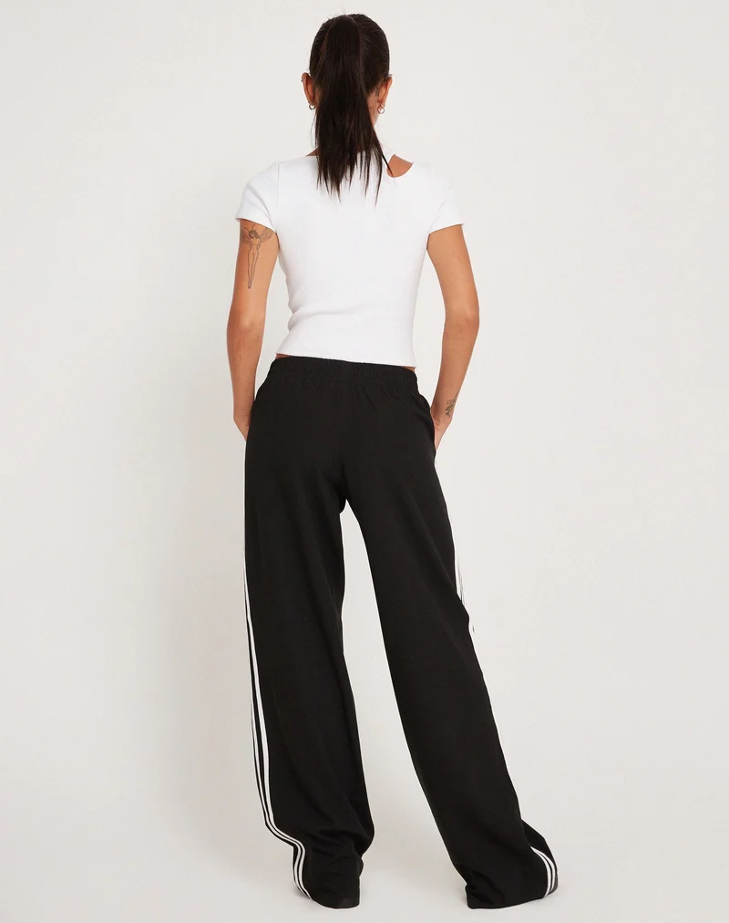 Bennett Wide Leg Trouser in Tailoring Black with White Stripe (pantalon à jambes larges Bennett)