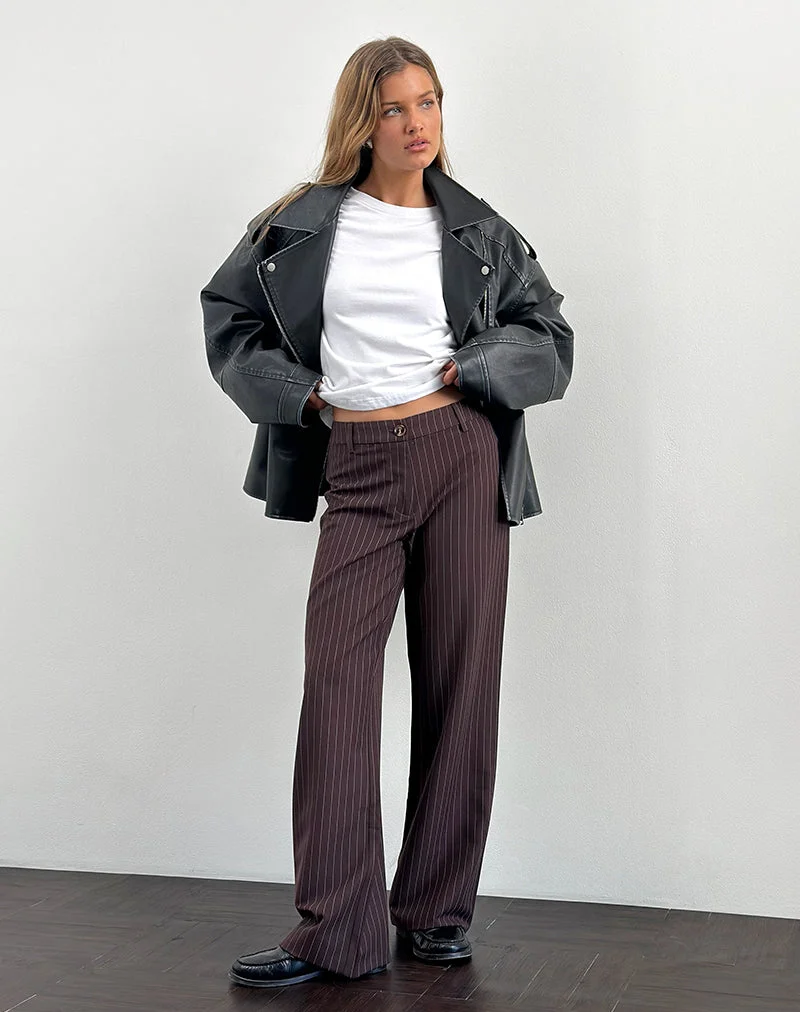 Tatina Smart Trouser in Brown Pinstripe Tailoring
