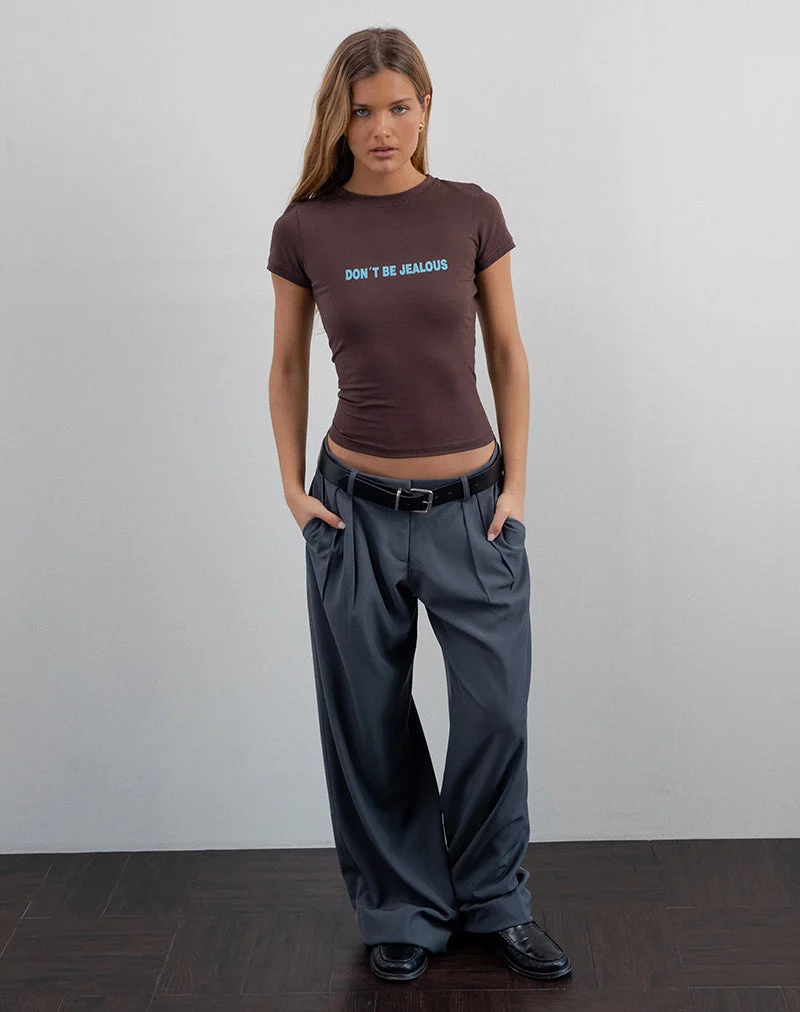 Tee-shirt Sutin Baby en acajou foncé avec slogan Don't Be Jealous