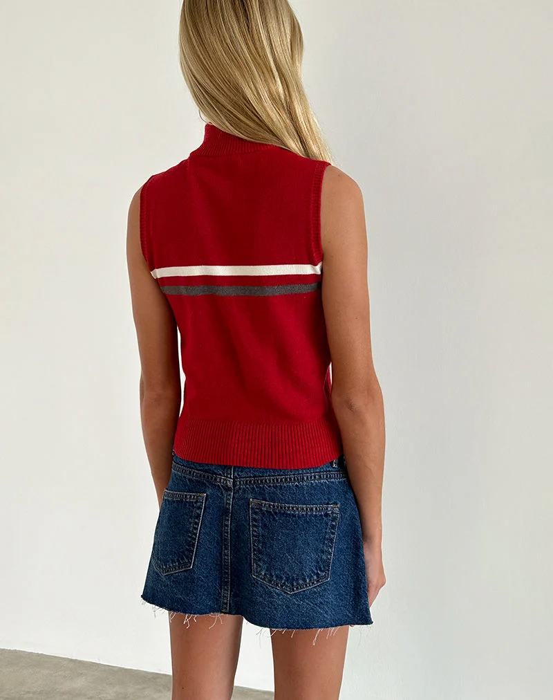 Tabeya - Veste en tricot sans manches - Rouge