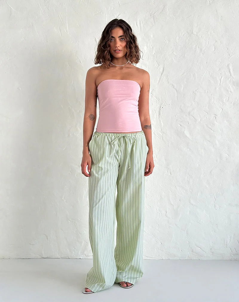 Pantalon Samir à rayures vert clair