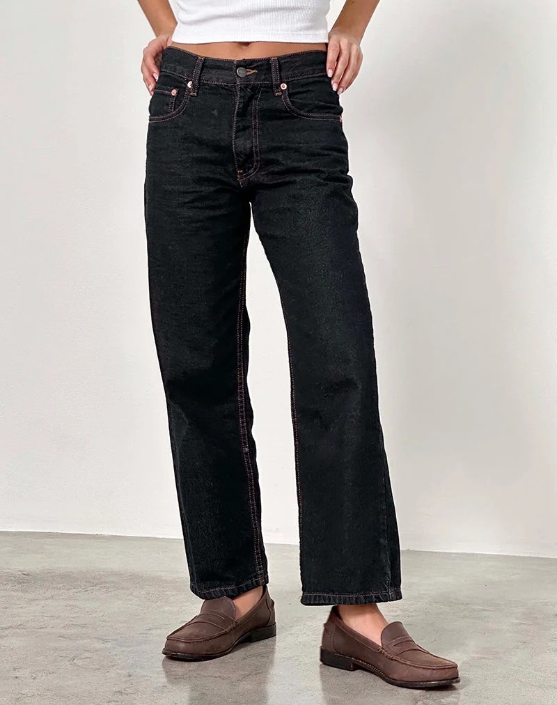 Jeans Awkward Parallel à taille moyenne, indigo