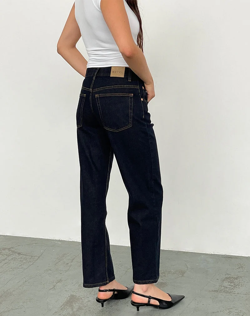 Jeans Awkward Parallel à taille moyenne, indigo