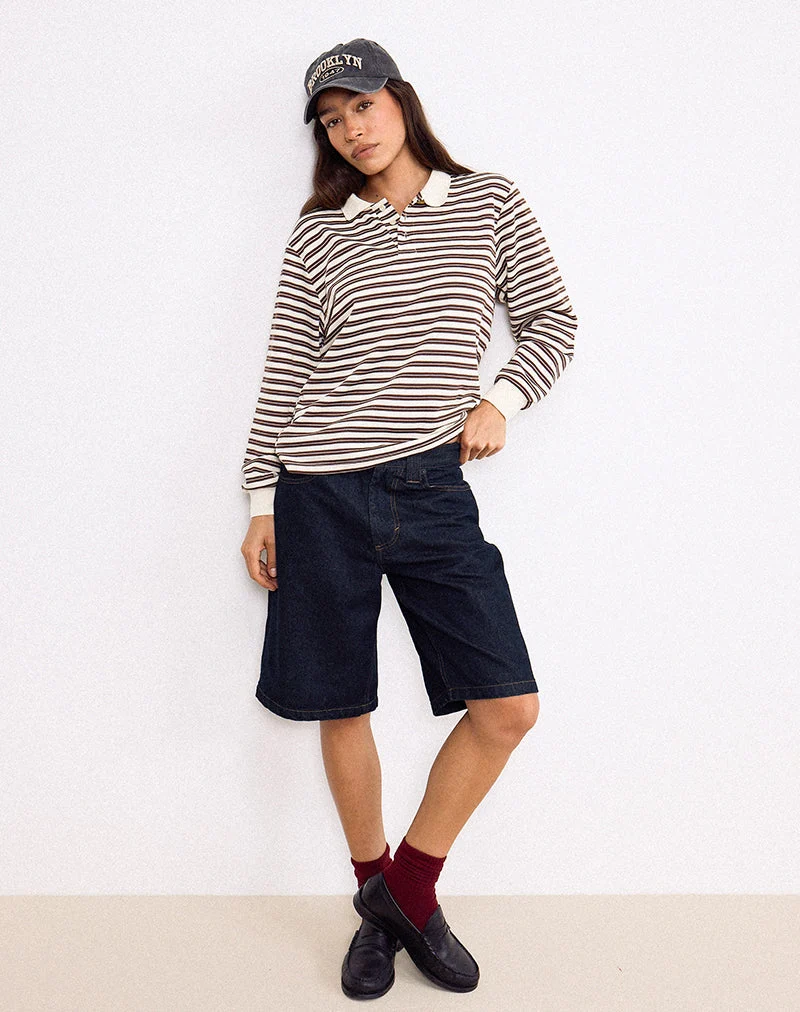 Short skater en jean taille basse, couleur indigo