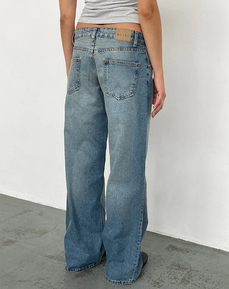 Jean ample à taille basse, Vintage Bleach
