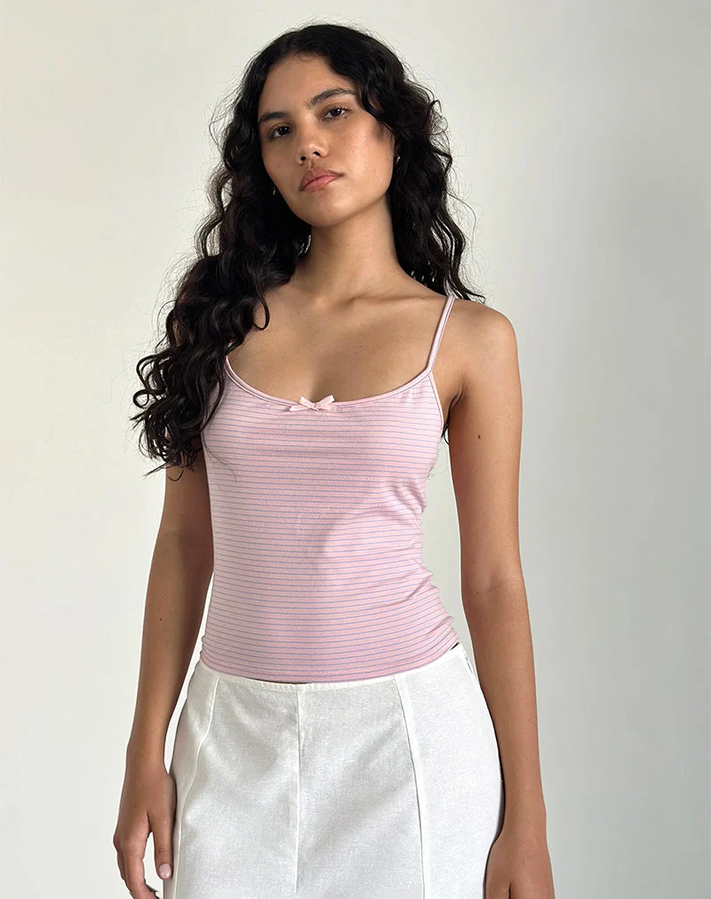 Barlyn Cami Top in Pink and Blue Stripe (Top Cami Barlyn à rayures roses et bleues)