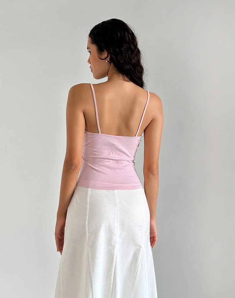 Barlyn Cami Top in Pink and Blue Stripe (Top Cami Barlyn à rayures roses et bleues)