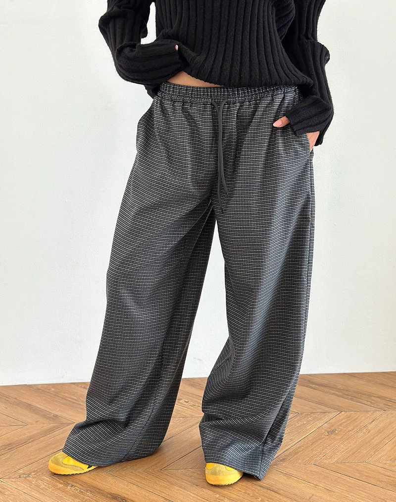 Sasari - Pantalon oversize à carreaux - Marine