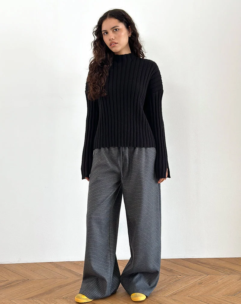 Sasari - Pantalon oversize à carreaux - Marine