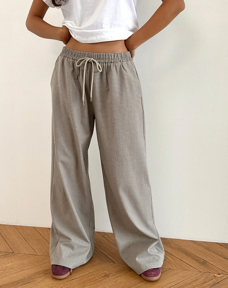 Pantalon oversize Sasari à carreaux gris