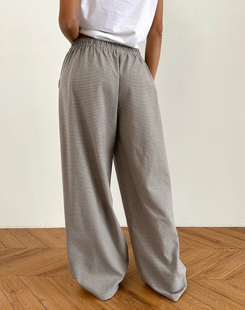 Pantalon oversize Sasari à carreaux gris
