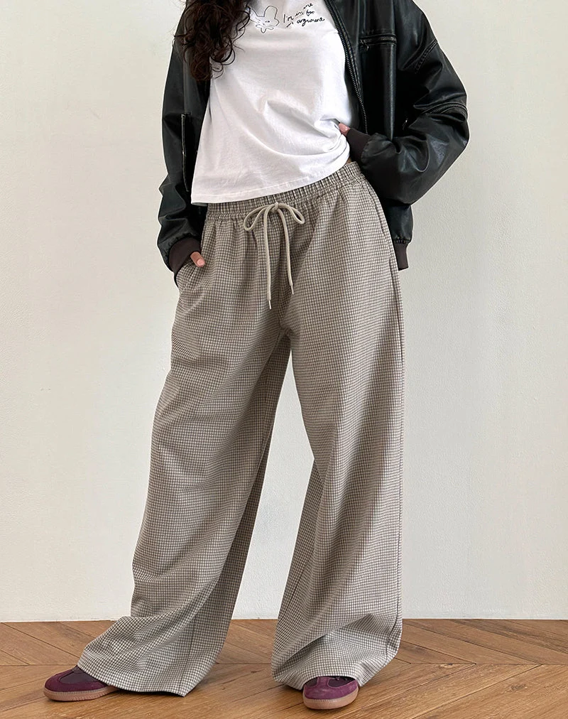 Pantalon oversize Sasari à carreaux gris