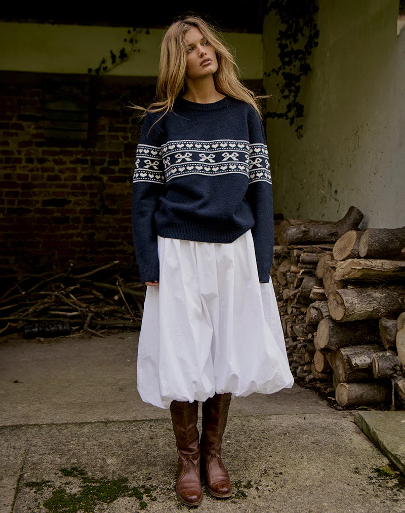 Pull Namirta en maille peacoat avec nœud Fairisle