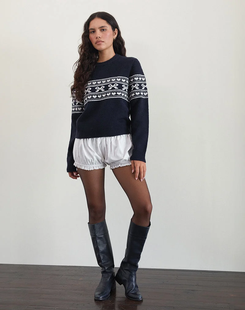 Pull Namirta en maille peacoat avec nœud Fairisle