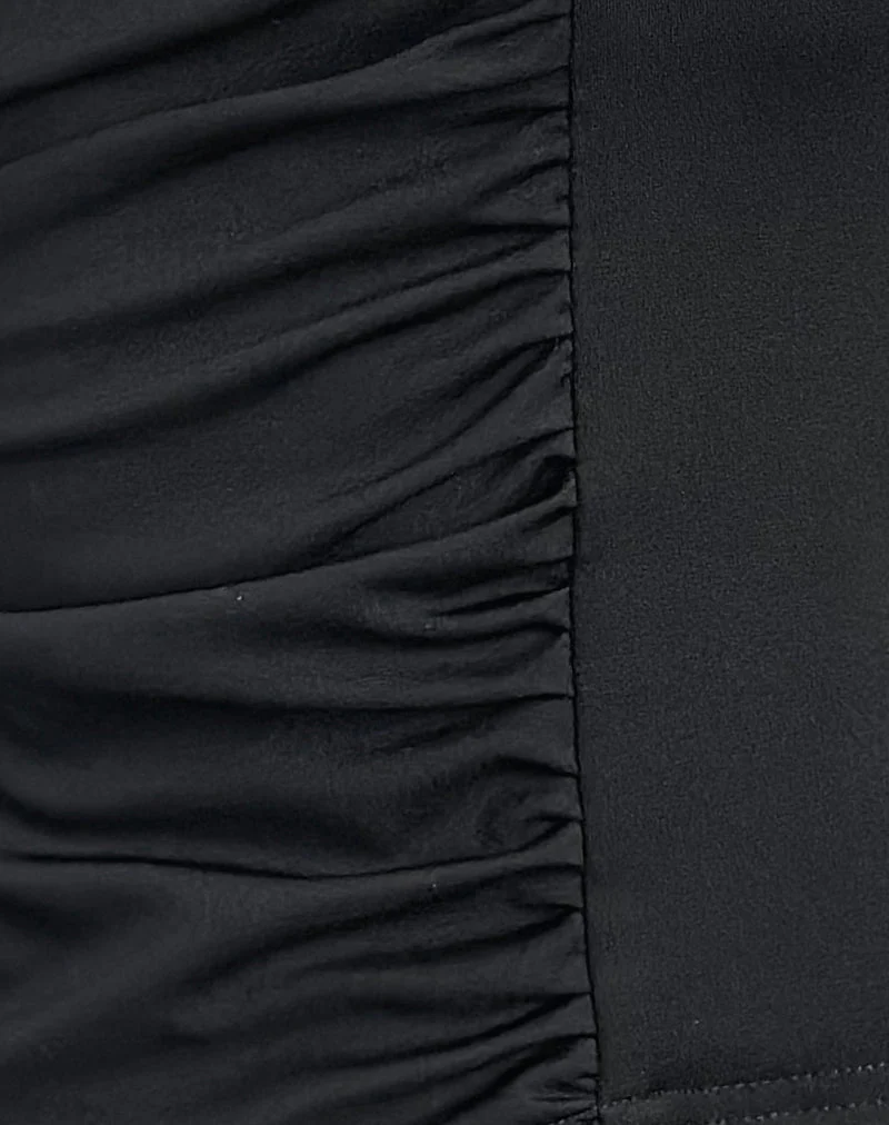 Alexia Square Neck Buckle Top in Black
