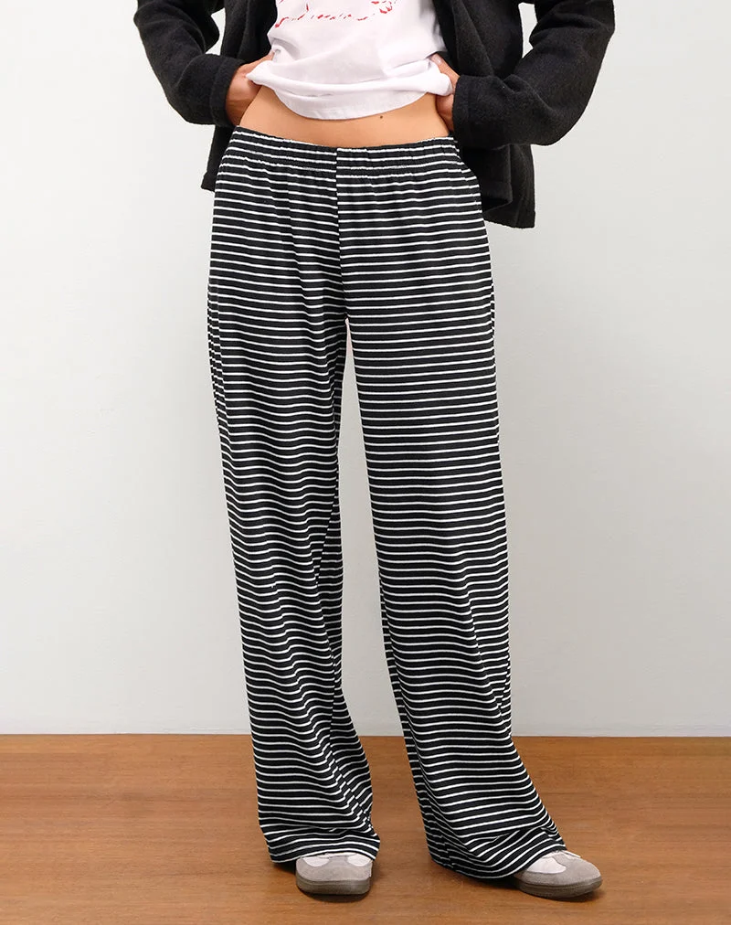 Pantalon Eunice à rayures noires et blanches