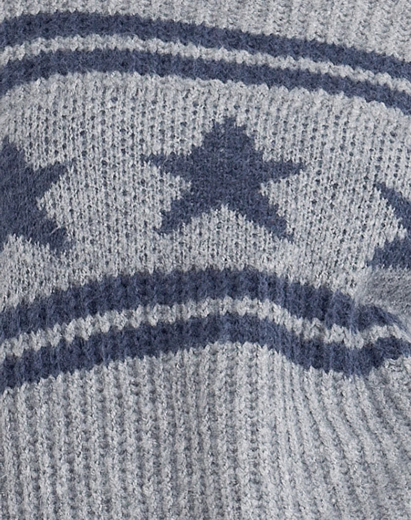 Pull Lulees à rayures étoilées gris