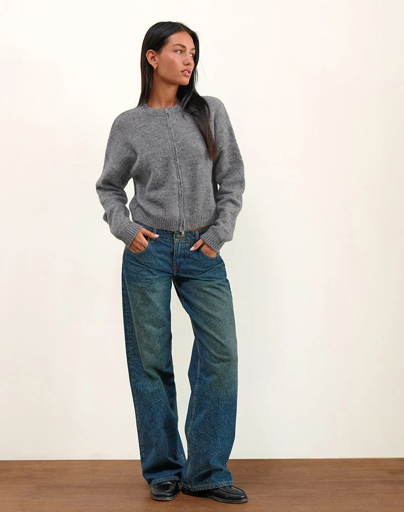 Veste zippée Maira en tricot gris