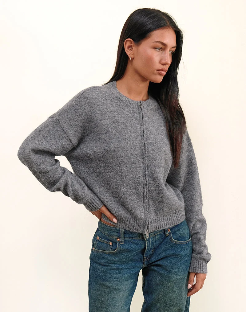 Veste zippée Maira en tricot gris