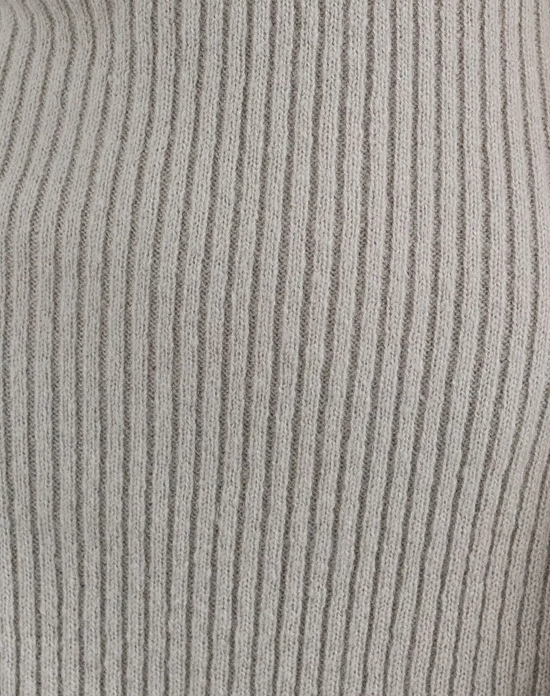 Robe Meghan en tricot à côtes plus larges écru