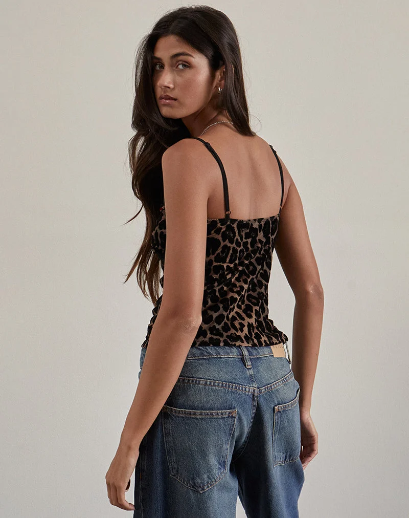 Top Alcesta en maille floquée Rar Leopard