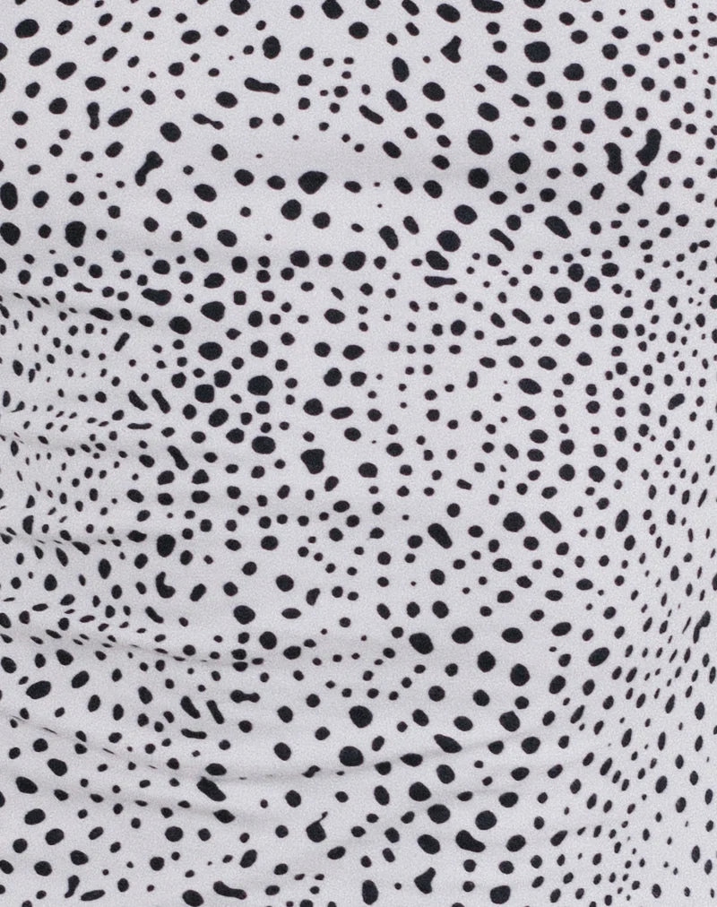 Top Ilisna en noir et blanc à imprimé mini-dalmatien et reliure noire