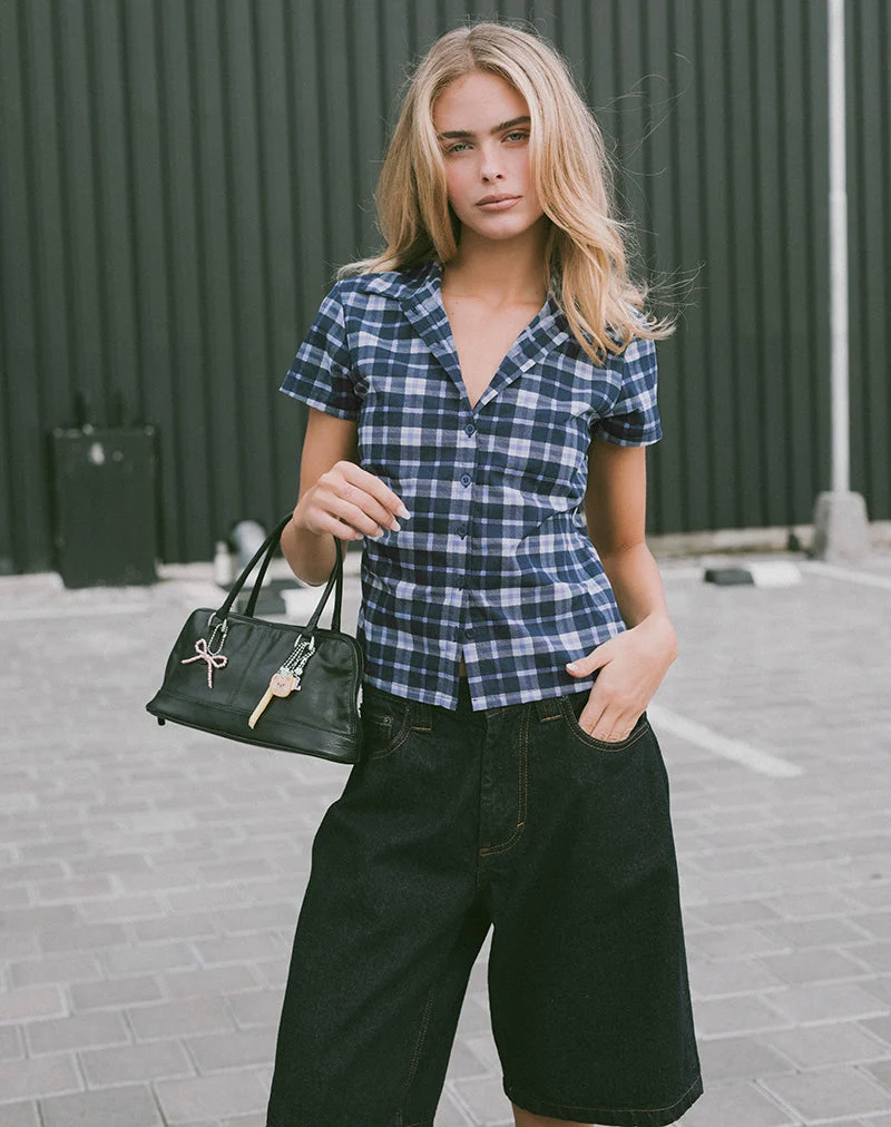 Chemise Wilman, tissu écossais, bleu foncé