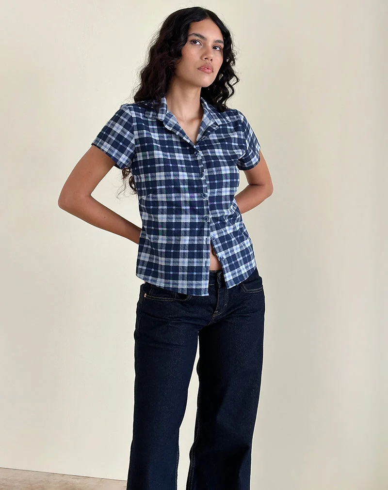 Chemise Wilman, tissu écossais, bleu foncé
