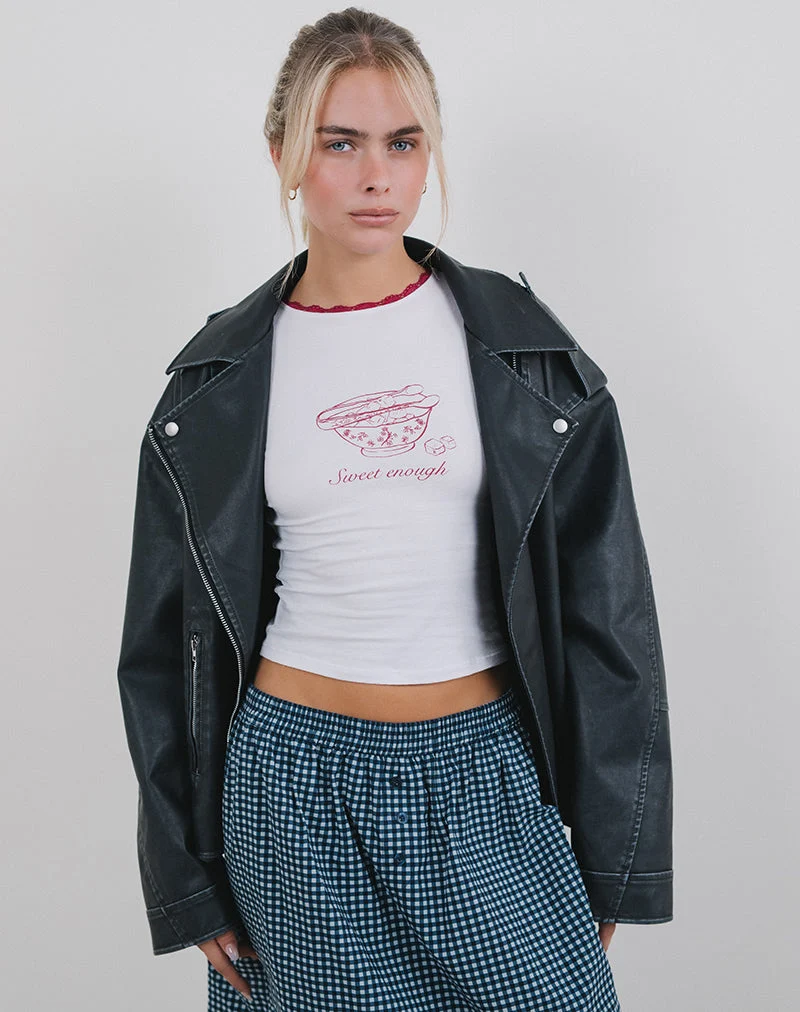 Zyzy Baby Tee en blanc avec graphique Sweet Enough
